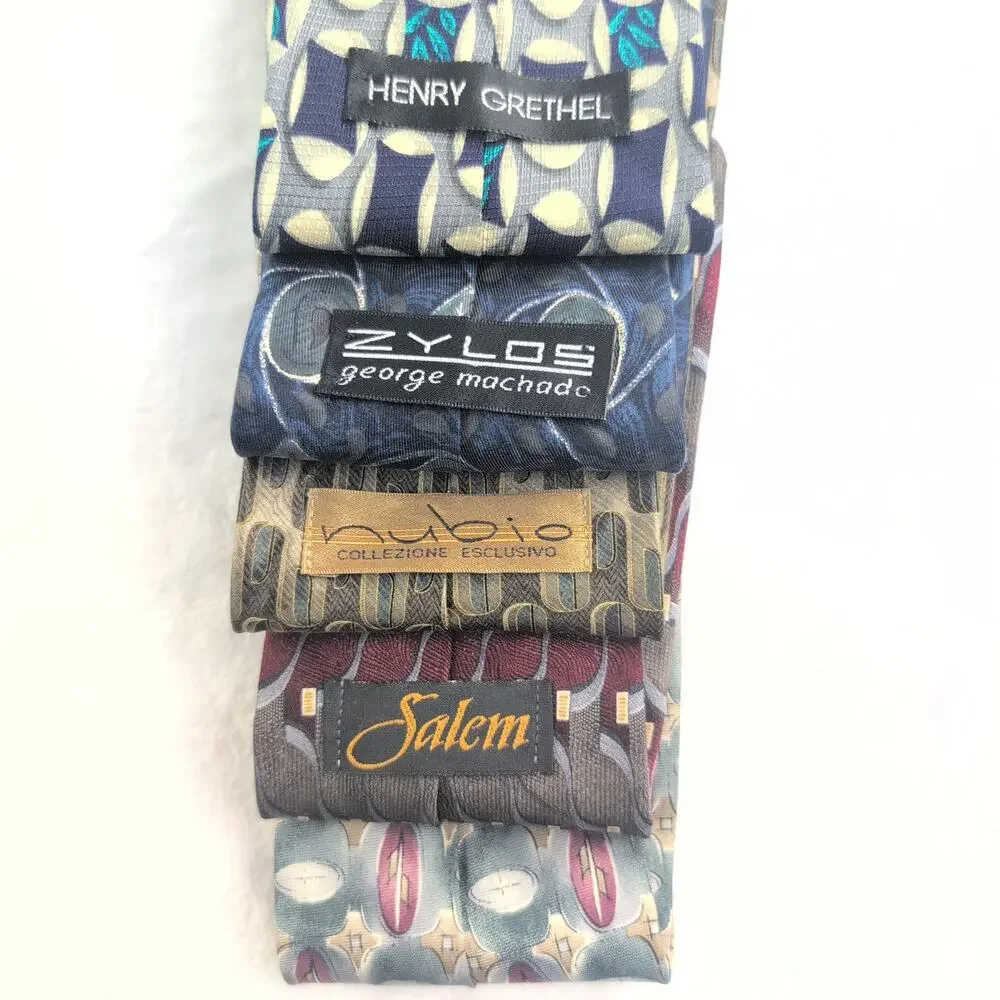 Vtg Lot (5) 100% Silk / Italian Silk Ties Reg (HenryGrethel-Zylos-nubio-Salem)